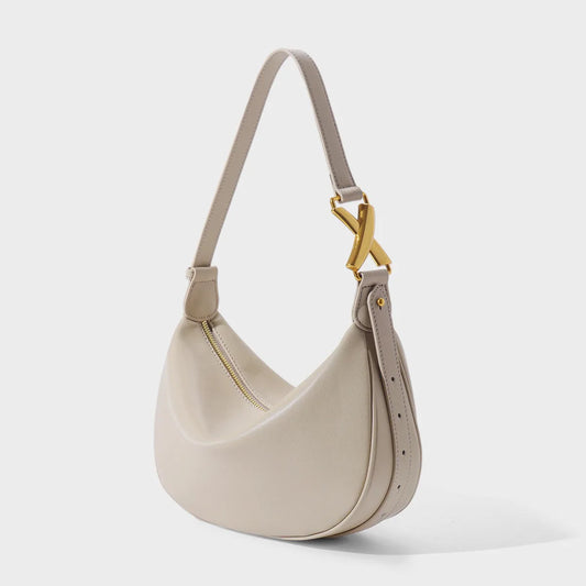 Schoudertas Dames - Halfmaan Tas met Gouden Gesp Detail | Chique