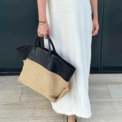 Tas Dames - Grote Shopper met Gevlochten Onderpaneel | Zomer