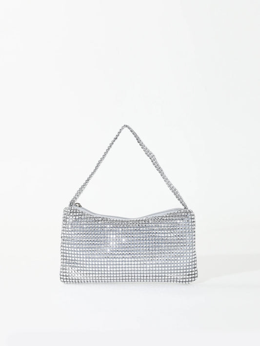 Tas Dames - Glinsterende Avondtas met Strass Ketting | Feest