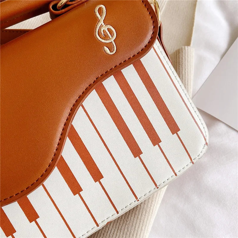 Tas Dames - Crossbody Handtas met Piano Print en Notenbalk | Opvallend