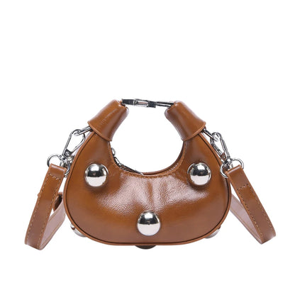 Tas Dames - Mini Crossbody met Zilveren Bolstuds en Ring | Stoer