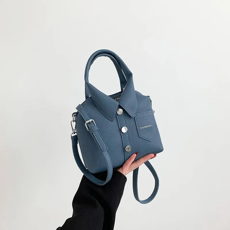 Handtas Dames - Mini Bag met Kraagdetail en Knopen | Stijlvol