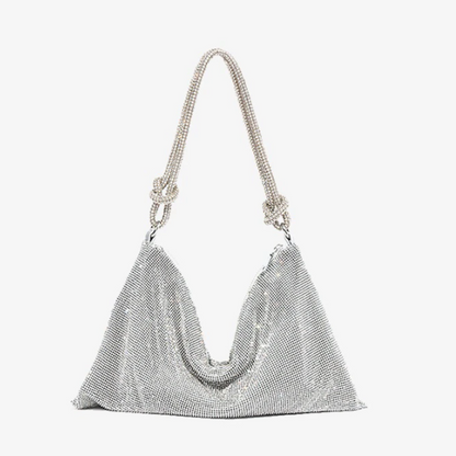 Tas Dames - Glinsterende Avondtas met Geknoopte Strass Band | Feestelijk