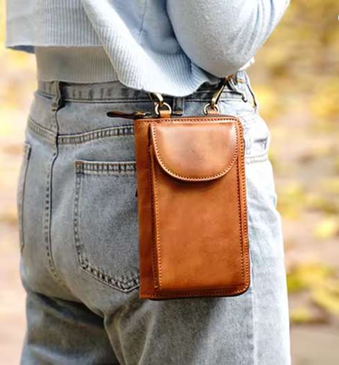 Tas Dames - Compacte Telefoontas met Voorvak en Verstelbare Band | Casual