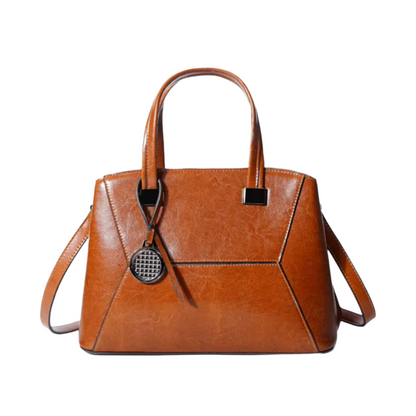 Tas Dames - Gestructureerde Handtas met Geometrisch Patroon en Bedeltje | Chic