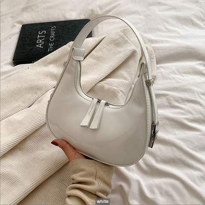 Tas Dames - Glanzende Hobo Stijl met Rits en Zilver Detail | Chic