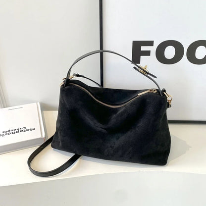 Schoudertas Dames - Zachte Hobbo Bag met Gouden Rits | Chique