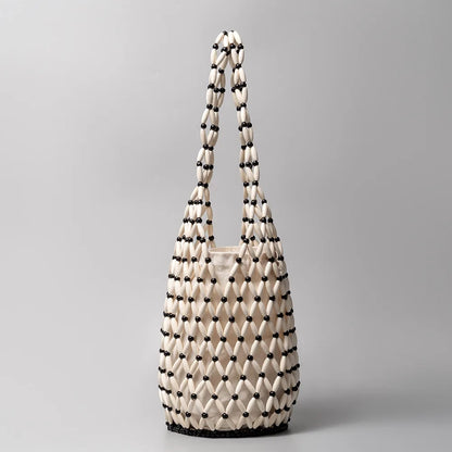 Tas Dames - Houten Kralen Shopper met Binnentas | Boho