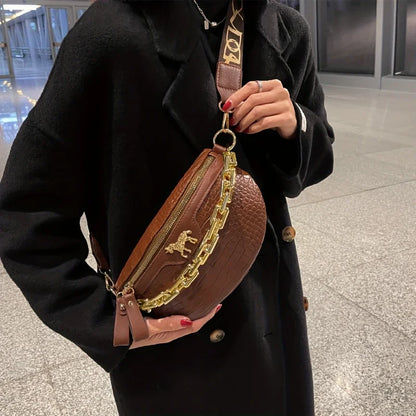 Tas Dames - Heuptas met Gouden Ketting en Paard Detail | Chique