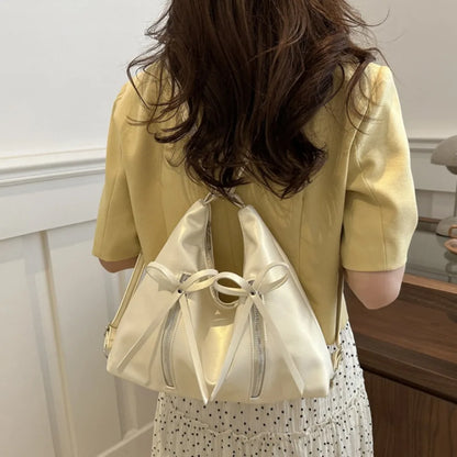 Tas Dames - Glanzende Schoudertas met Strikjes | Chique