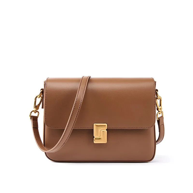 Tas Dames - Gestructureerde Flap Tas met Gouden Slot | Klassiek
