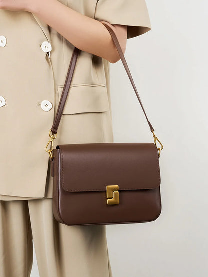 Tas Dames - Gestructureerde Flap Tas met Gouden Slot | Klassiek