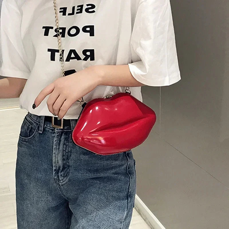 Tas Dames - Lippen Clutch met Gouden Ketting | Opvallend