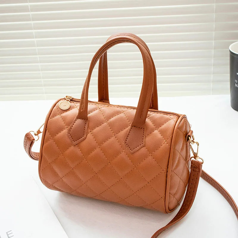 Tas Dames - Handtas met Ruitpatroon en Gouden Hardware | Chique
