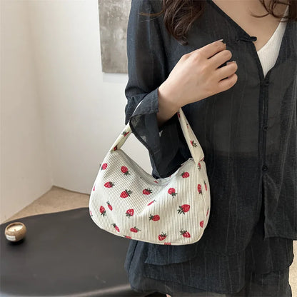Tas Dames - Mini Schoudertas met Aardbeienprint en Structuur | Zomer