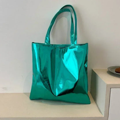 Tas Dames - Grote Metallic Tote Bag met Schouderbanden | Chique