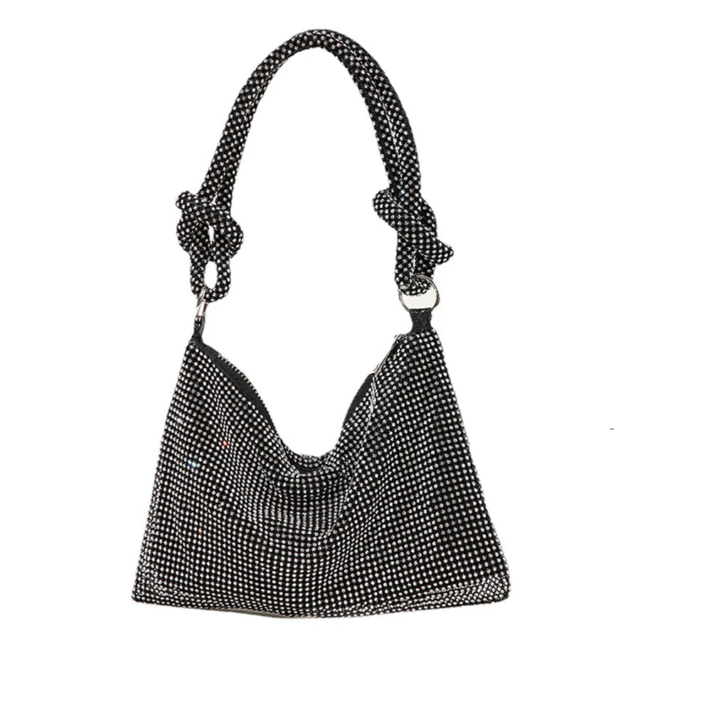 Tas Dames - Glinsterende Schoudertas met Knoopdetail | Feest