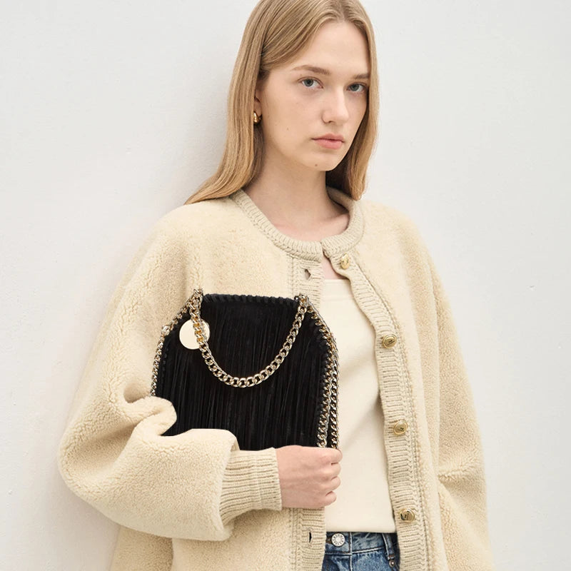 Tas Dames - Mini Handtas met Franjes en Gouden Ketting | Boho
