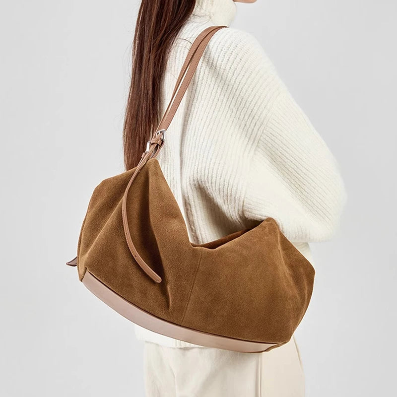 Tas Dames - Zachte Schoudertas met Geplooide Vorm | Elegant