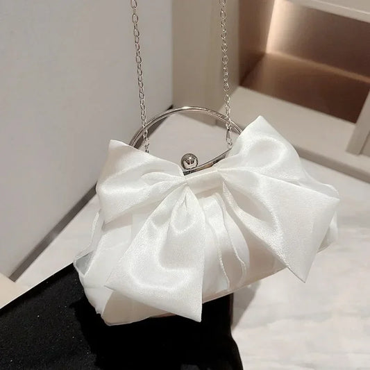 Tas Dames - Avondtasje met Grote Strik en Zilveren Ketting | Chique