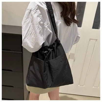 Tas Dames - Grote Bucket Bag met Trekkoord en Voorvak | Casual