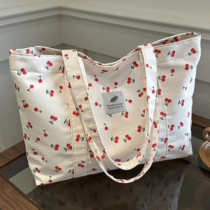 Shopper Dames - Grote Tote Bag met Kersjesprint | Casual