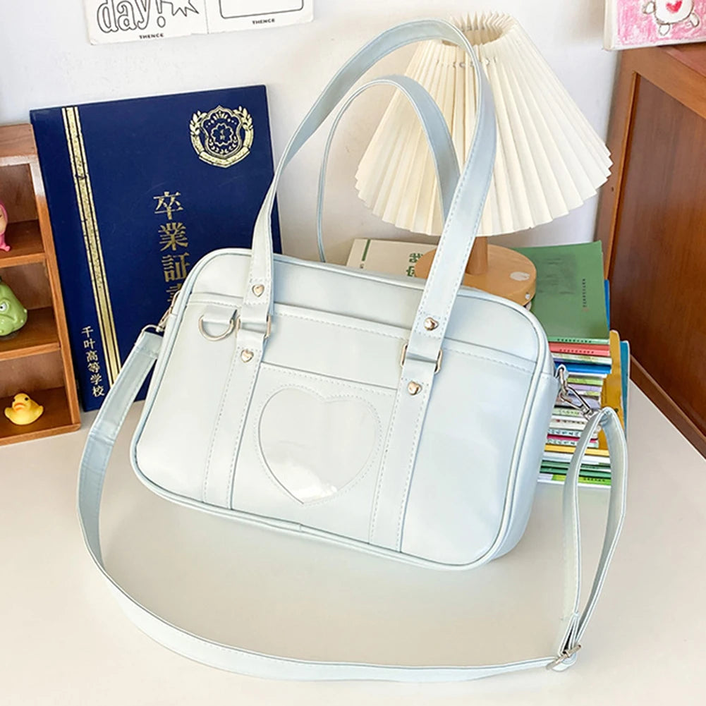 Tas Dames - Rechthoekige Schoudertas met Hart Detail | Kawaii