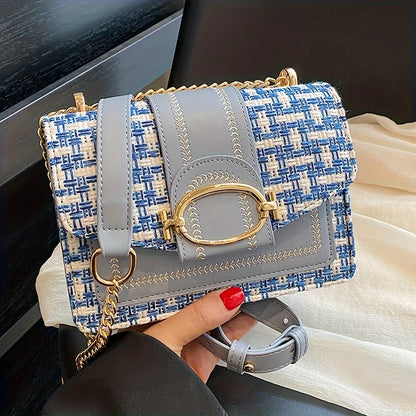 Tas Dames - Flap Tas met Contrast Band en Gouden Ring | Klassiek