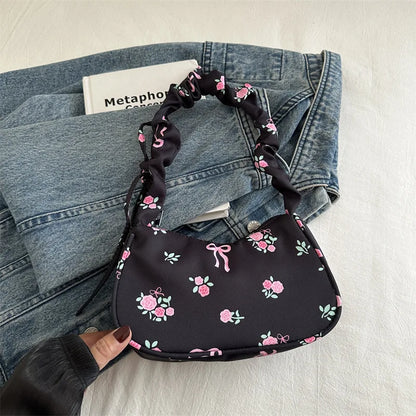 Schoudertas Dames - Halfmaan Tas met Rozenprint | Casual