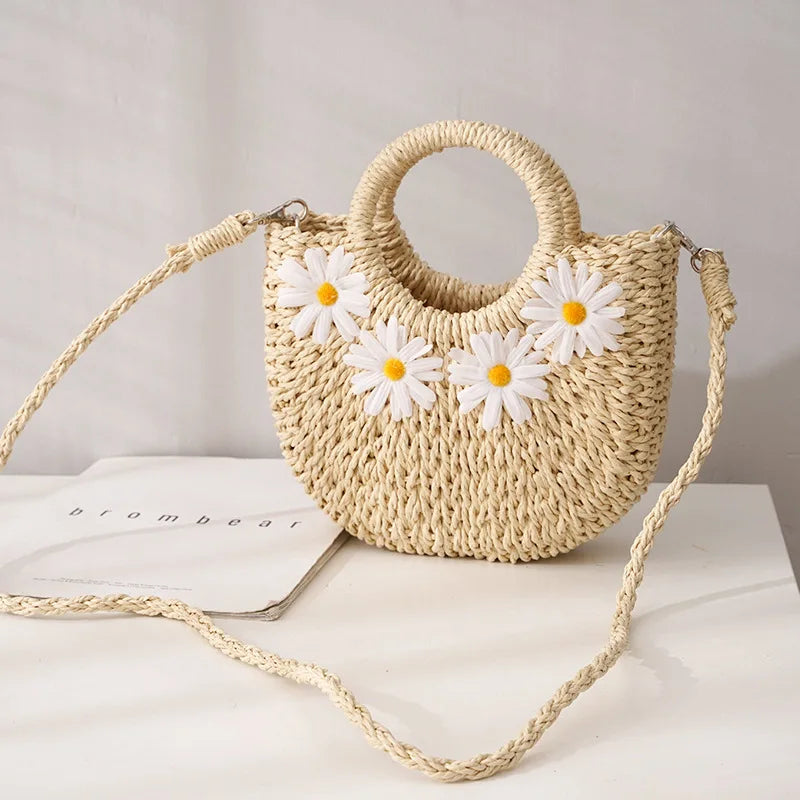 Handtas Dames - Gevlochten Zomertas met Madeliefjes | Casual