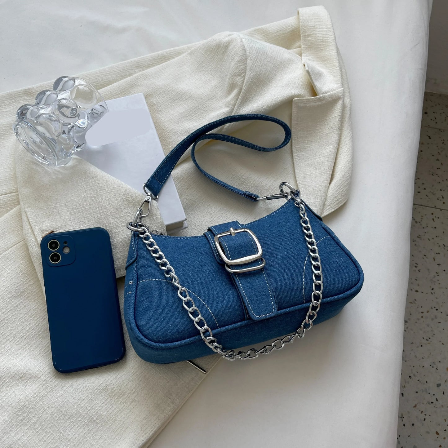 Tas Dames - Compact Model met Ketting en Gespsluiting | Casual