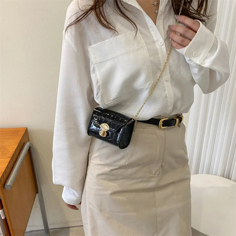 Mini Tas Dames - Crossbody met Krokodilprint en Ketting | Chique