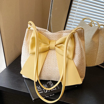 Tas Dames - Gevlochten Shopper met Oversized Strik | Zomer