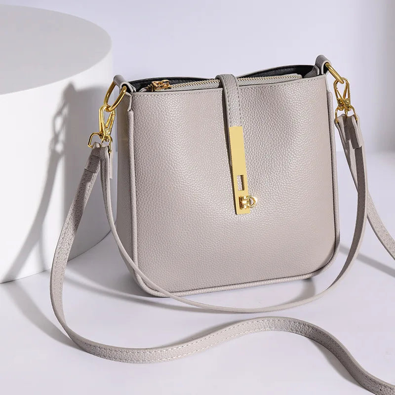 Crossbody Tas Dames - Strakke Tas met Gouden Draaislot | Chique