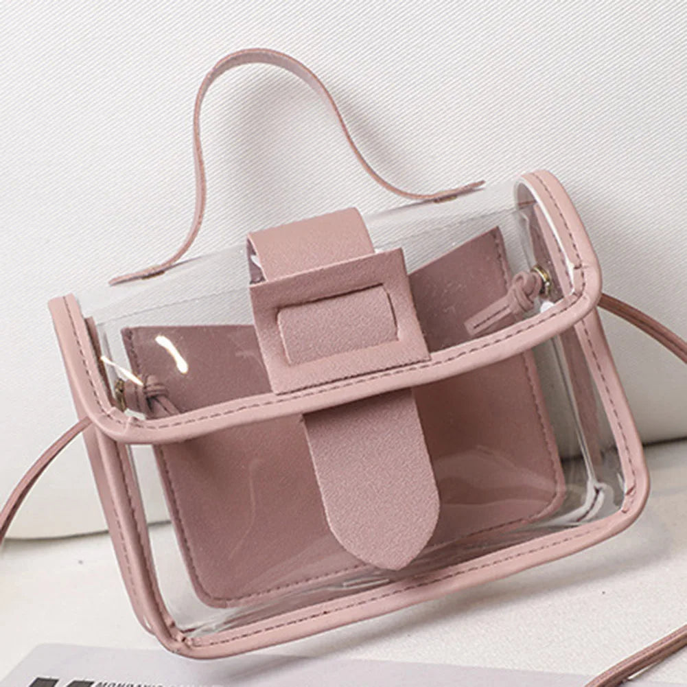 Tas Dames - Transparante Mini Handtas met Klep en Gesp | Trendy