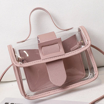 Tas Dames - Transparante Mini Handtas met Klep en Gesp | Trendy