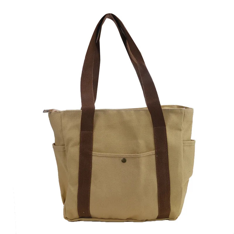 Tas Dames - Ruime Shopper met Zijvakken en Drukknoop | Casual