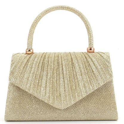 Tas Dames - Glitter Avondtasje met Geplooide Klep en Handvat | Chique