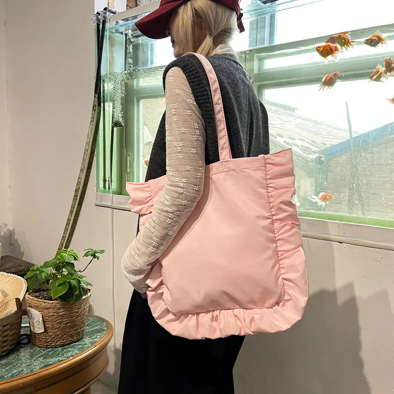 Tas Dames - Grote Shopper met Ruches en Schouderbanden | Romantisch
