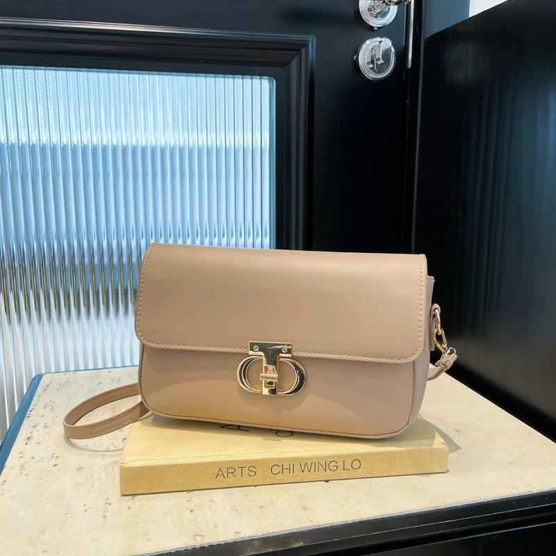 Tas Dames - Strakke Schoudertas met Gouden Draaisluiting | Klassiek