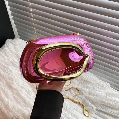 Tas Dames - Transparante Clutch met Gouden Ring | Feestelijk