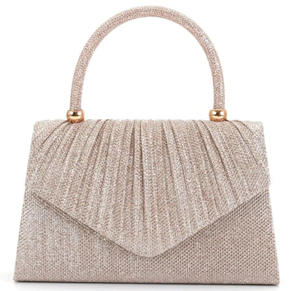 Tas Dames - Glitter Avondtasje met Geplooide Klep en Handvat | Chique