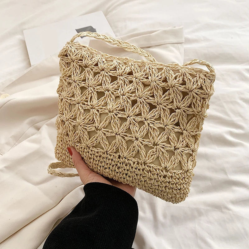 Schoudertas Dames - Gevlochten Zomertas met Open Weef | Shopper