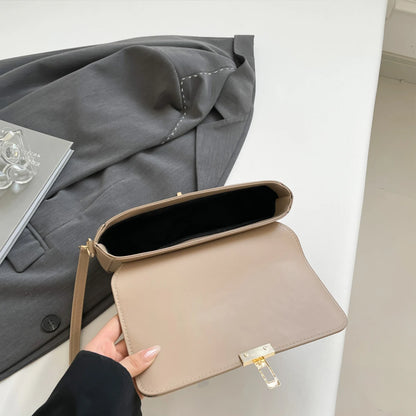 Tas Dames - Strakke Schoudertas met Gouden Draaisluiting | Klassiek