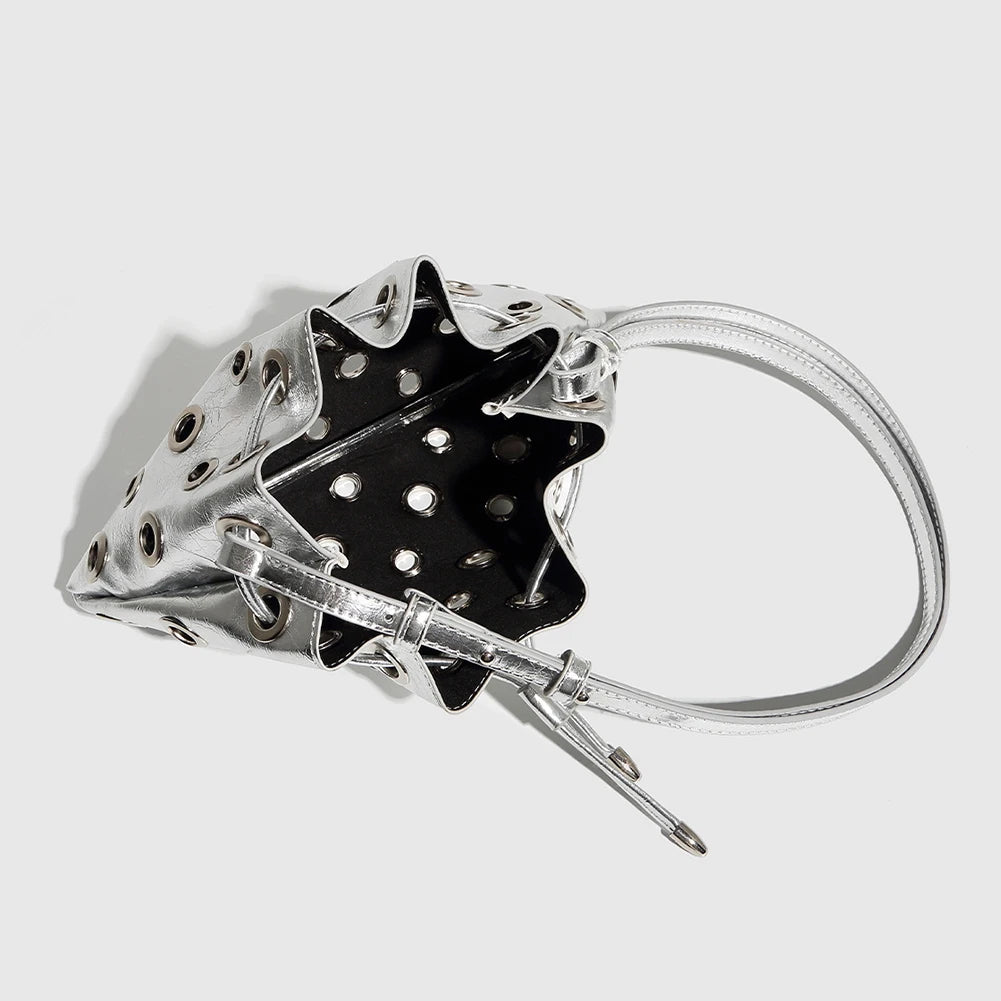 Schoudertas Dames - Metallic Clutch met Oogjes Detail | Stoer