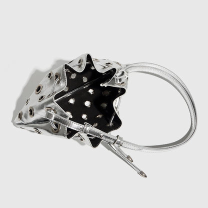 Schoudertas Dames - Metallic Clutch met Oogjes Detail | Stoer