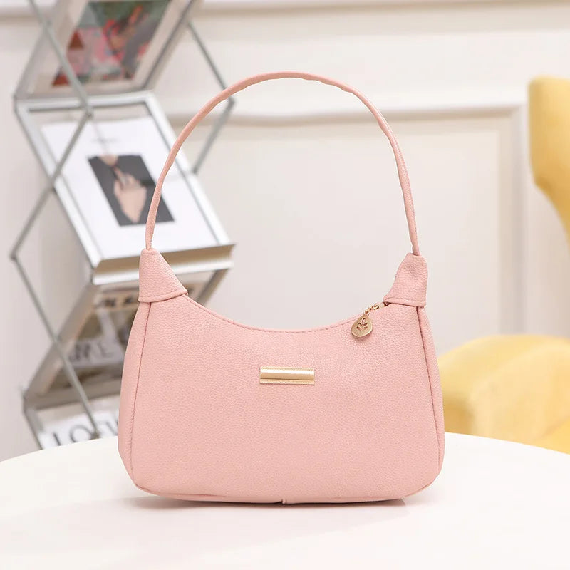 Schoudertas Dames - Halfmaan Hobo Bag met Gouden Label | Chique