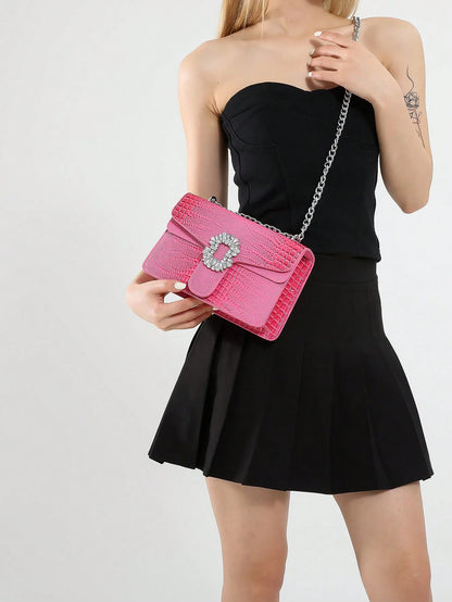 Tas Dames - Crossbody met Ketting en Strass Gesp | Feestelijk