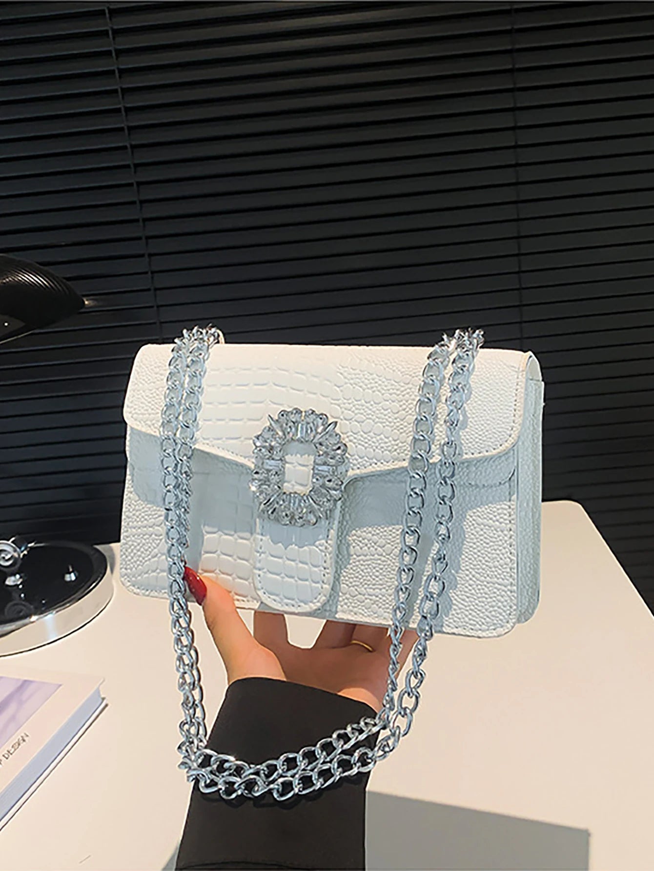 Tas Dames - Crossbody met Ketting en Strass Gesp | Feestelijk