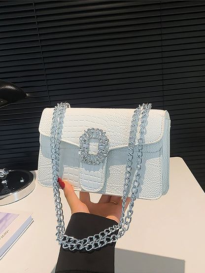 Tas Dames - Crossbody met Ketting en Strass Gesp | Feestelijk